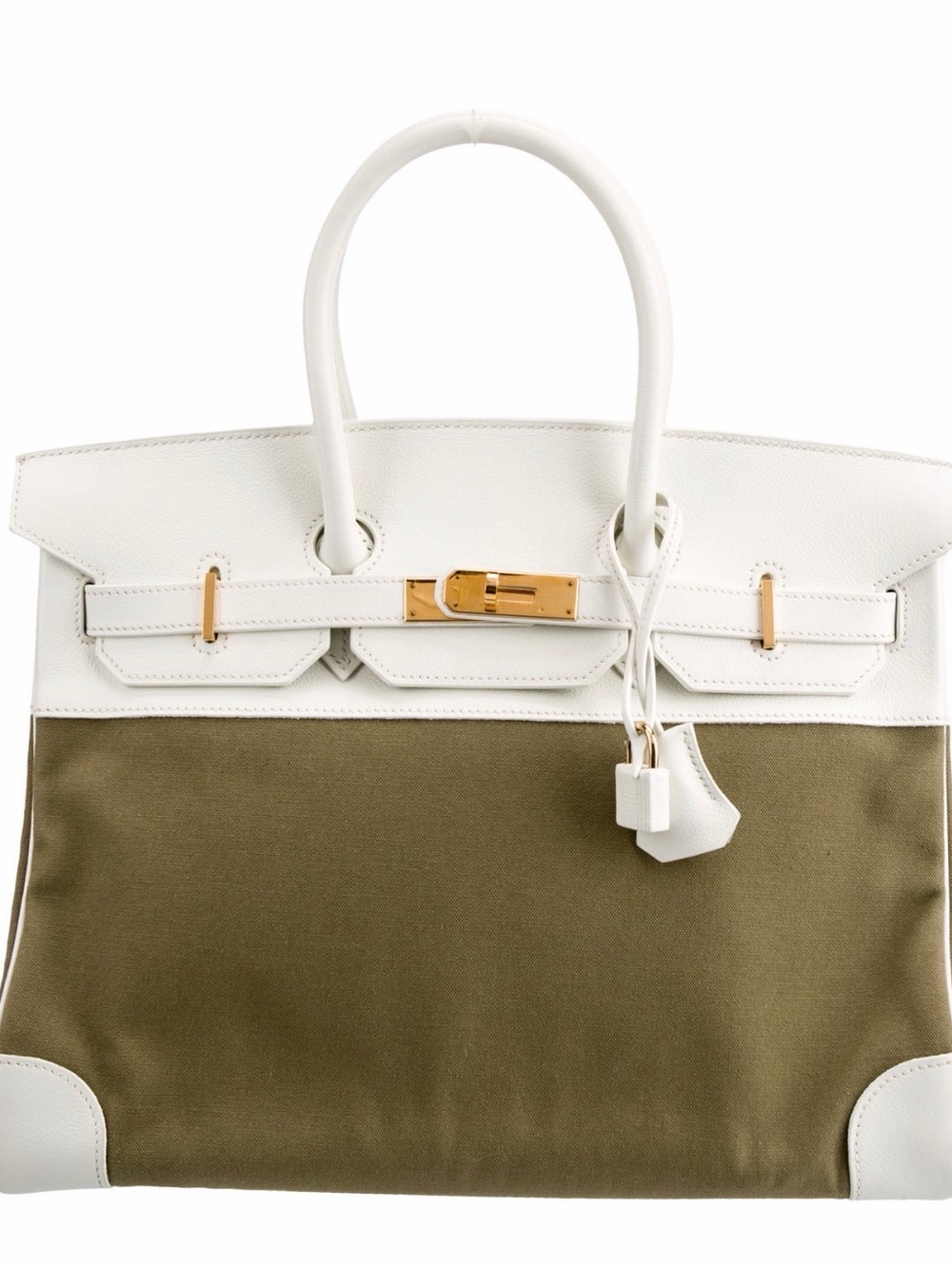 Birkin 35- Toile and White Leather